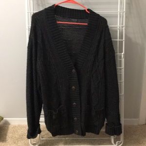 Dark gray knit cardigan with pockets